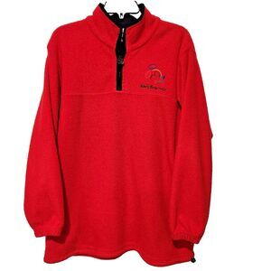 Disney World Fleece Pullover Jacket Mickey‎ Size L Red 1/4 Zip UNISEX Vintage
